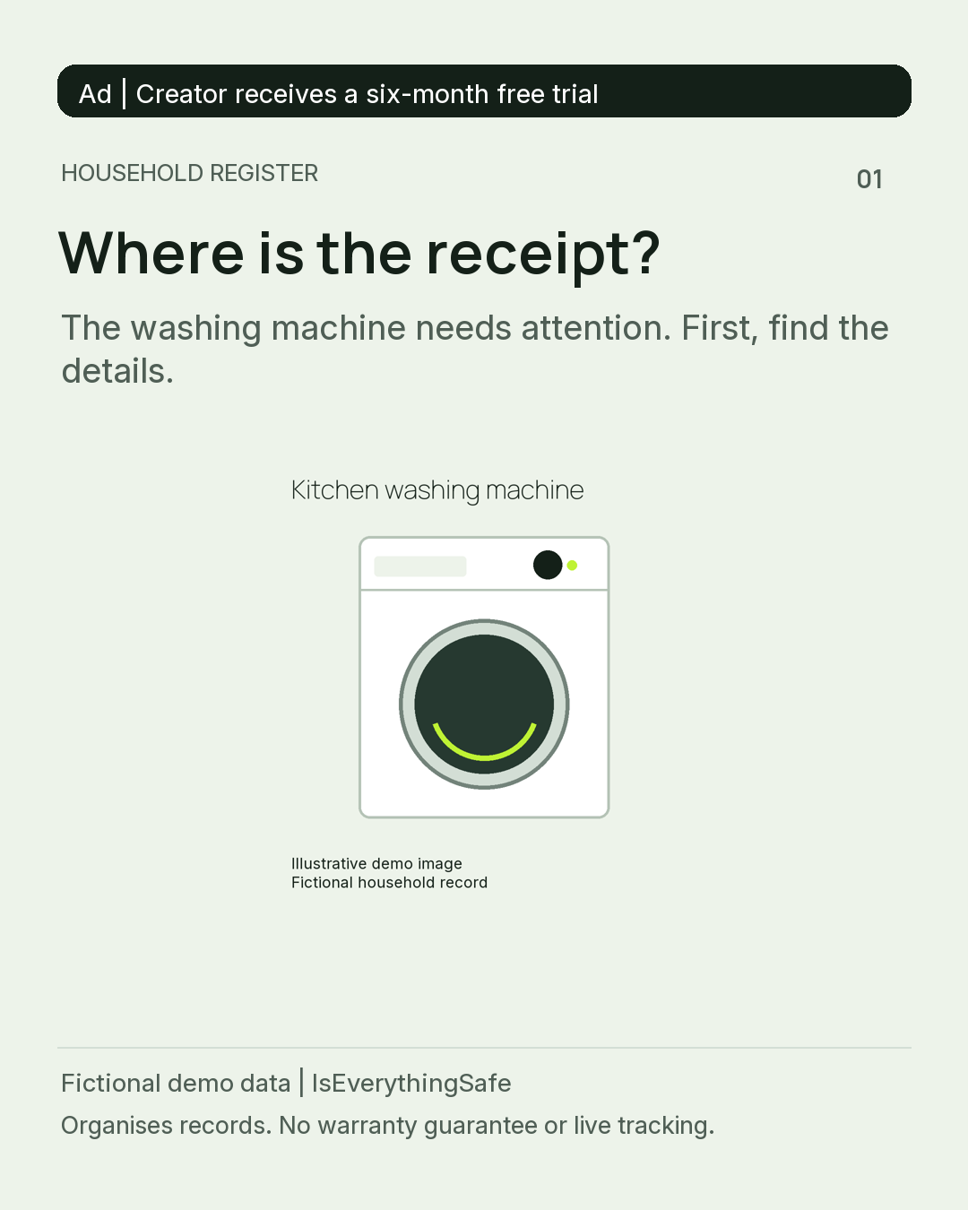 Find the washing-machine receipt